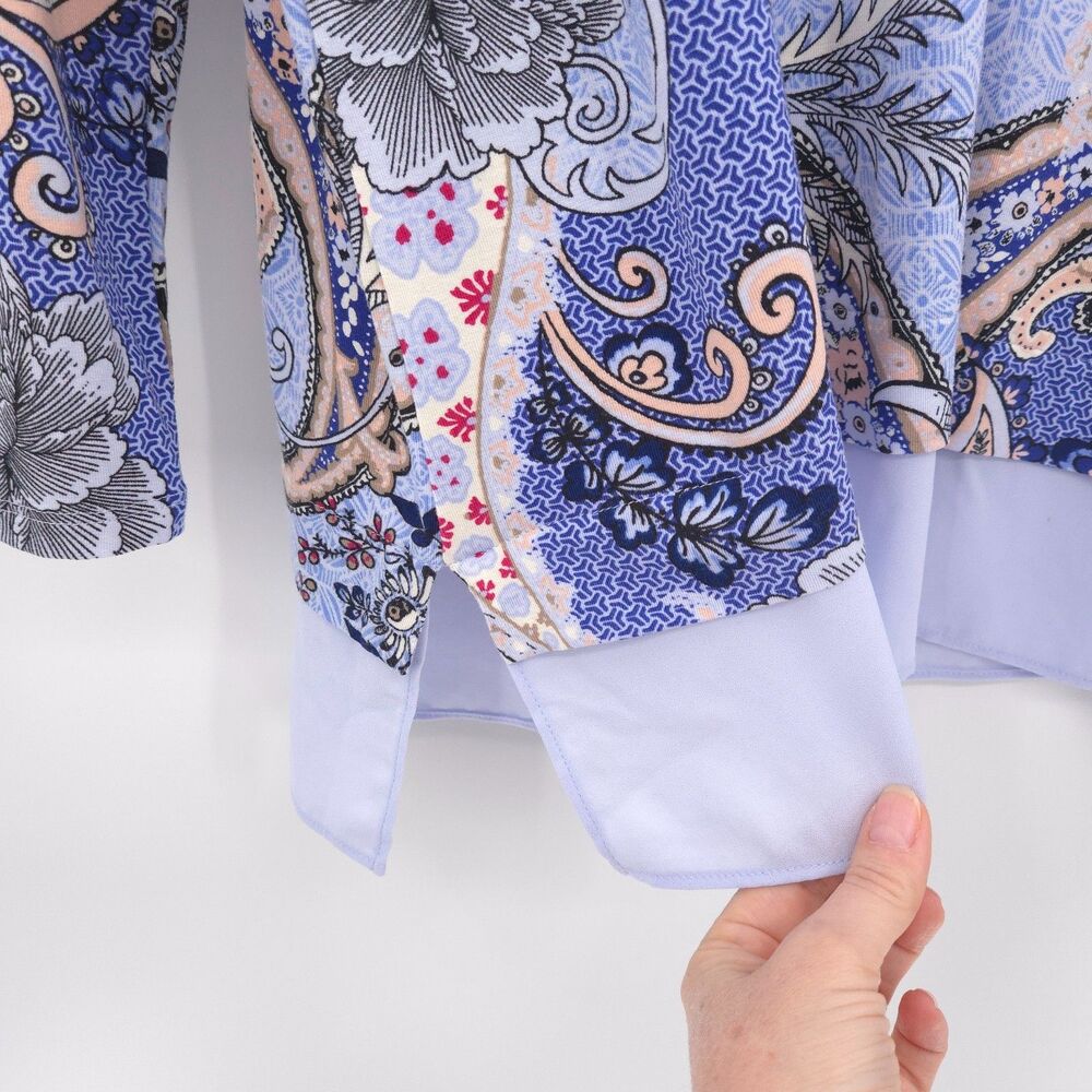 Chico's paisley tunic top Size 1 (M) purple stretch knit‎ long sleeve - Picture 4 of 8